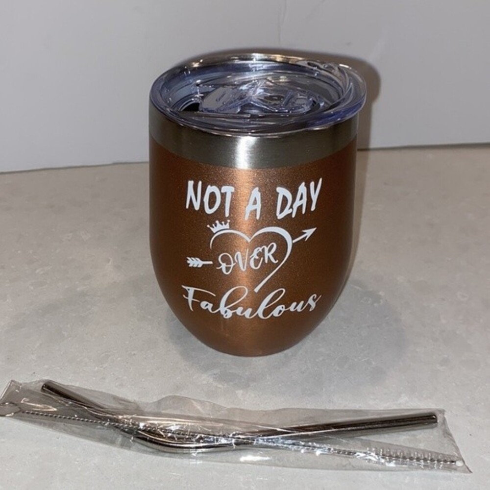 Not a Day Over Fabulous! 4 Pcs Insulated Stainless Steel Tumbler Lid Straw Brush